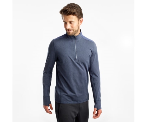 Tenis Saucony Challenge Quarter Zip Hombre Tops Ropa Mood Indigo Heather México MX-236-LK